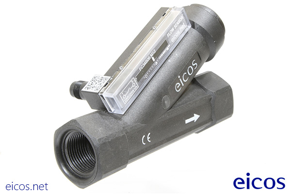 Sensor de flujo Eicos FC34B02-M12, adecuado para medios flujos de líquido